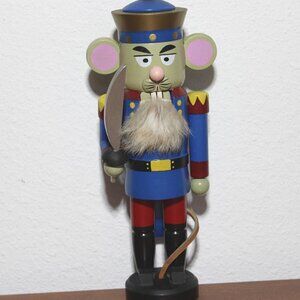 Erzgebirgische Volkskunst Nutcracker Mouse Soldier Large Pink Ears Tail